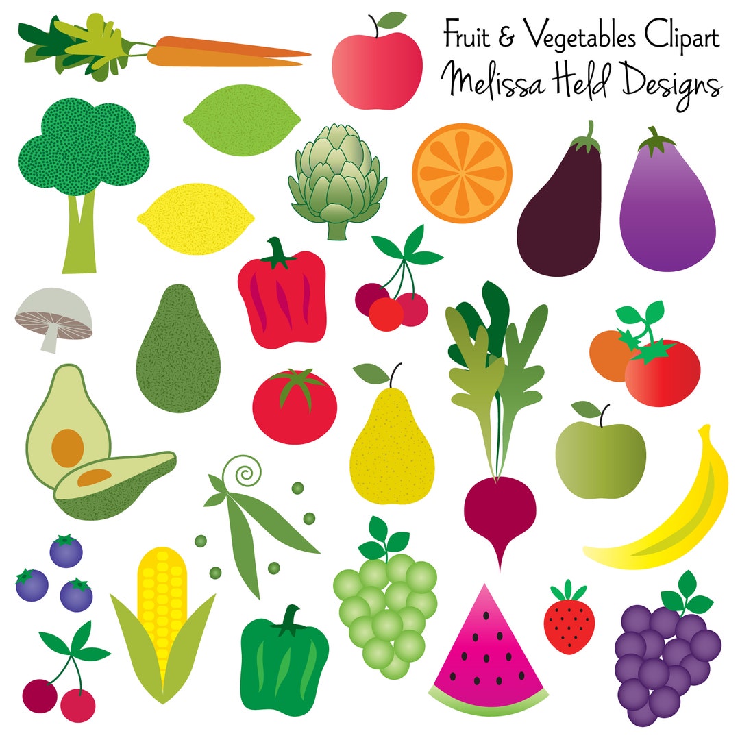 Fruits and Vegetables Digital Clipart - Etsy