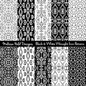 Black & White Wrought Iron Digital Patterns
