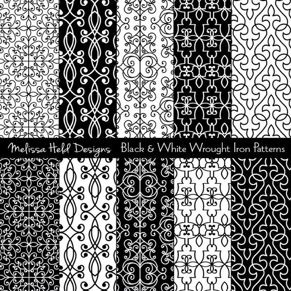 Black & White Wrought Iron Digital Patterns