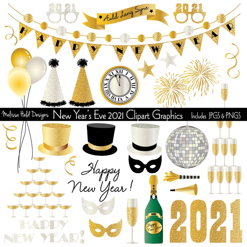 New Year's Eve 2021 Digital Clipart Graphics | Etsy