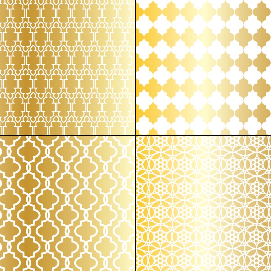 Gold Moroccan Tile Digital Patterns - Etsy