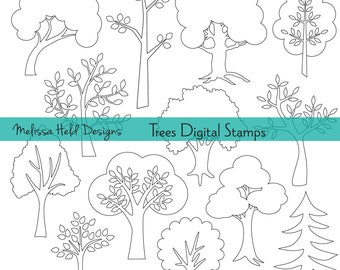 Trees Digital Stamps Clipart