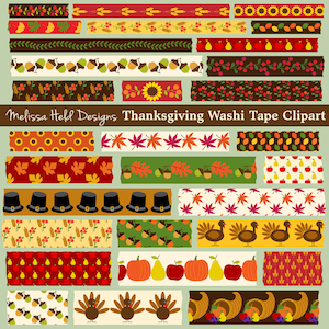 Ringraziamento Digitale Washi Nastro Clipart
