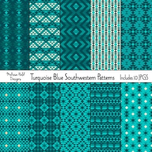 Motifs sud-ouest bleu turquoise