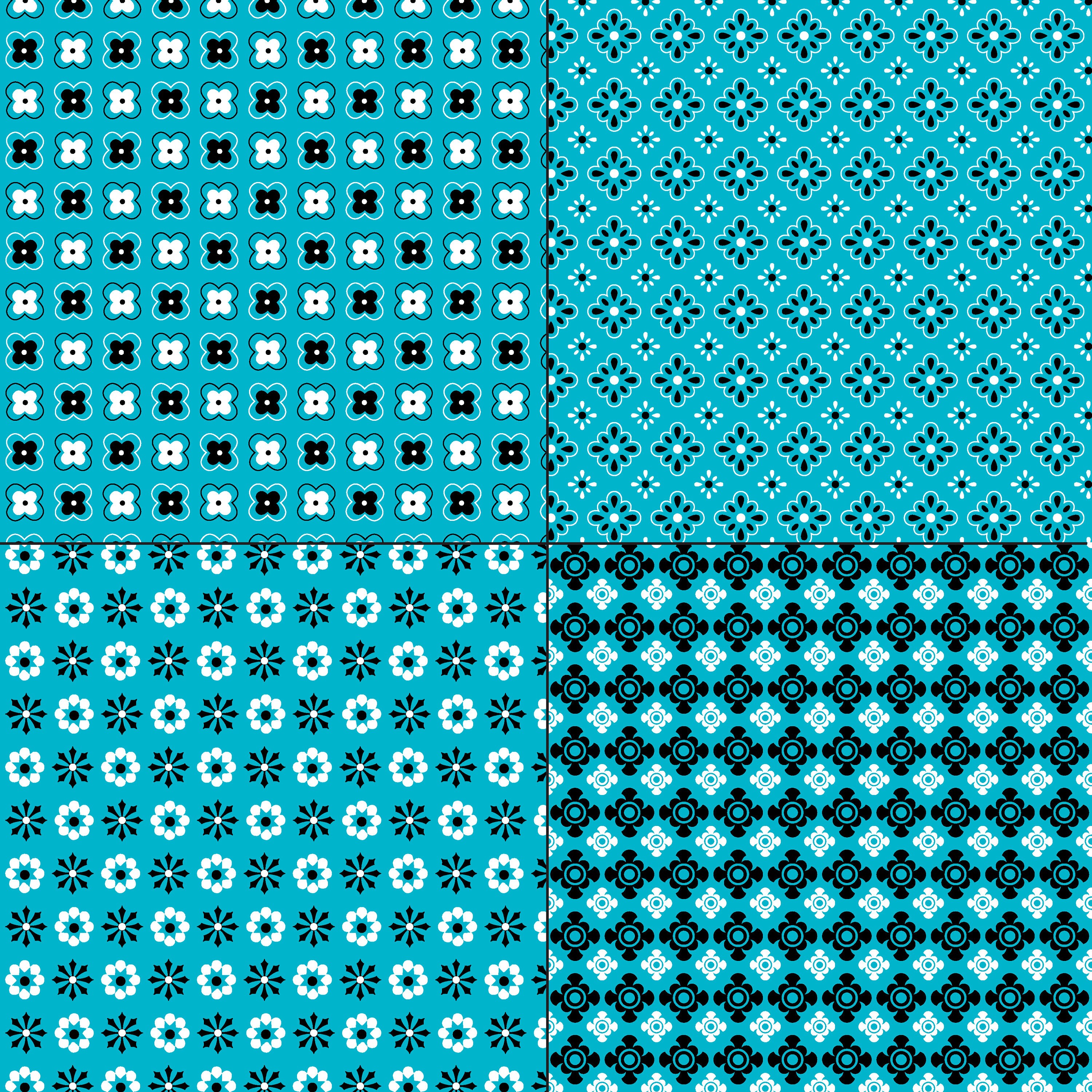 Turquoise Blue Bandana Digital Patterns - Etsy