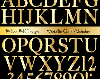 Metallic Gold Digital Alphabet