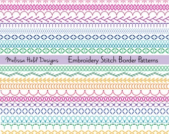 Embroidery Stitch Border Patterns Digital Clipart