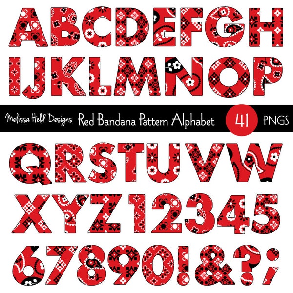 Red Bandana Pattern Alphabet