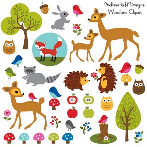 Clipart digital de animais da floresta