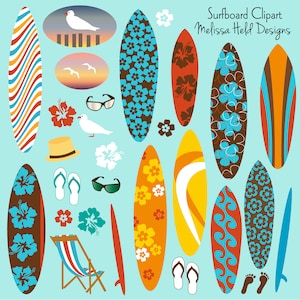 Clipart digital de prancha de surf