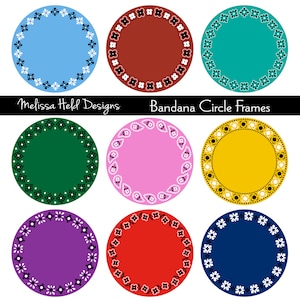 Bandana Circle Frames Digital Clipart