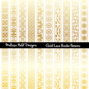 Gold Lace Border Patterns Digital Clipart