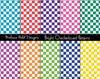 Bright Checkerboard Digital Patterns