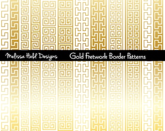 Gold Fretwork Border Digital Patterns