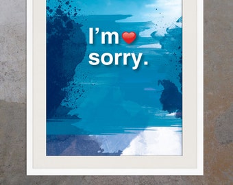 A3. I'm sorry. Ho'oponopono healing Sentence. Typography mantra meditation quote poster. Inspirational poster. Home Wall decor. (Po-A3-062)