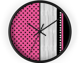 Pink Wall Clock. Colorful Clock Gift for Her. Office Wall Decor Clock.