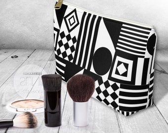 Black and White Accessory Pouch. Cosmetic travel bag. Special Gift for her.