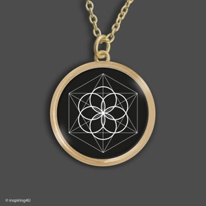 Gold Seed of Life Necklace. Single Loop Necklace. Flower of life mandala Pendant, Sacred Geometry Necklace, Meditation Jewelry, Gift for her
