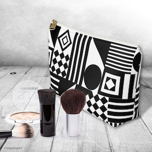 Black and White Accessory Pouch. Cosmetic travel bag. Special Gift for her.