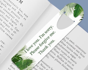 Bookmark with Ho'oponopono Self-Healing Sentences. Unique Aluminum Bookmark Gift for a lover reader. Ho'oponopono prayer Bookmark