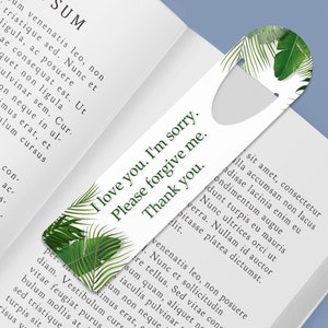Bookmark with Ho&#39;oponopono Self-Healing Sentences. Unique Aluminum Bookmark Gift for a lover reader. Ho&#39;oponopono prayer Bookmark