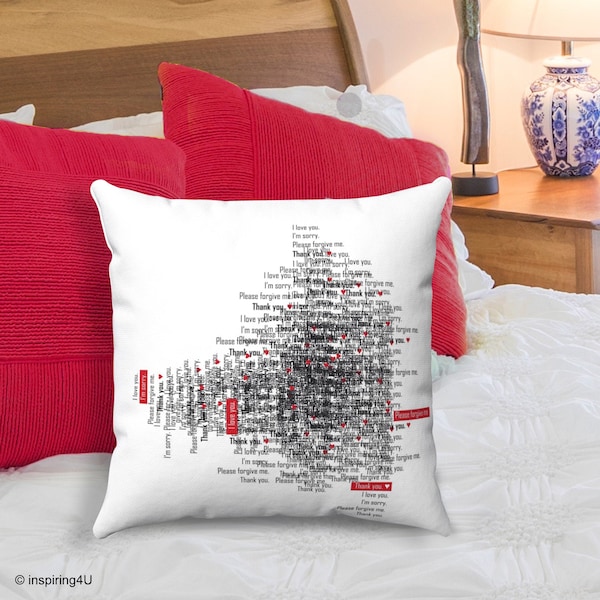 Spun Polyester Square Pillow with Ho'oponopono Self-healing sentences, Pillow with mantra healing quotes, Decorative pillow, Throw Pillow.