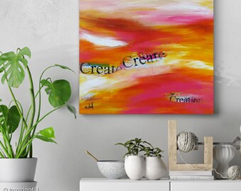 Original Painting. Inspirational Acrylic Paint on canvas. Abstract one of a kind Motivational picture with typography. wall decor.