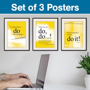 ZESTAW 3 wydruków. Plakat z cytatem Walta Disneya „You Can Do It”. Plakat motywacyjny. Dekoracja ścienna do biura. Pozytywne myślenie. Prezent na ukończenie szkoły (PO-025)