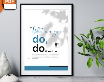 Plakat z inspirującym cytatem Walta Disneya do druku. Motywująca grafika ścienna do pobrania w wersji cyfrowej, inspirujący wydruk Disneya do dekoracji ścian w domowym biurze.