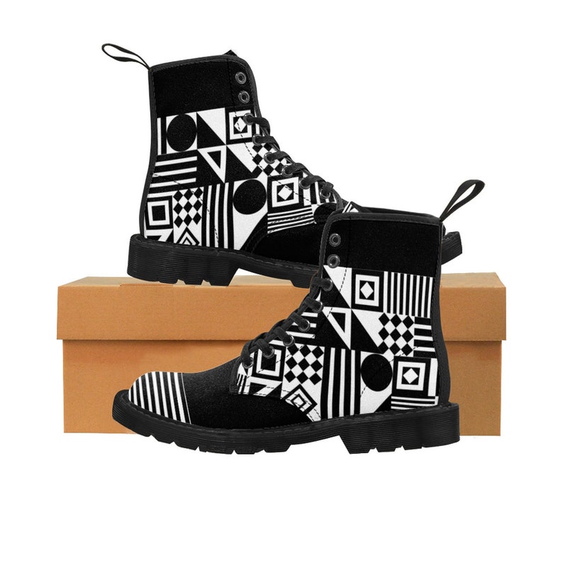 Wandelschoenen. Unieke fashion style laarzen. Zwart-wit | Etsy