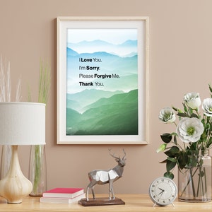 Ho&#39;Oponopono Mantra Print Poster. Hooponopono Hawaiian Prayer. Self-Healing Prayer. Inspirational poster. Home Wall Décor Spiritual Gift.