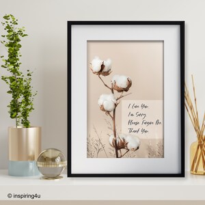 Hooponopono 4 Healing Sentences, Ho&#39;oponopono Mantra, Self-Healing Prayer, Meditation quotes poster, Inspirational Wall art print decor.