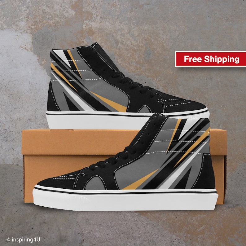Men's Cool Streetwear Shoes, Canvas Shoes. Men's Pop Art High Shoes