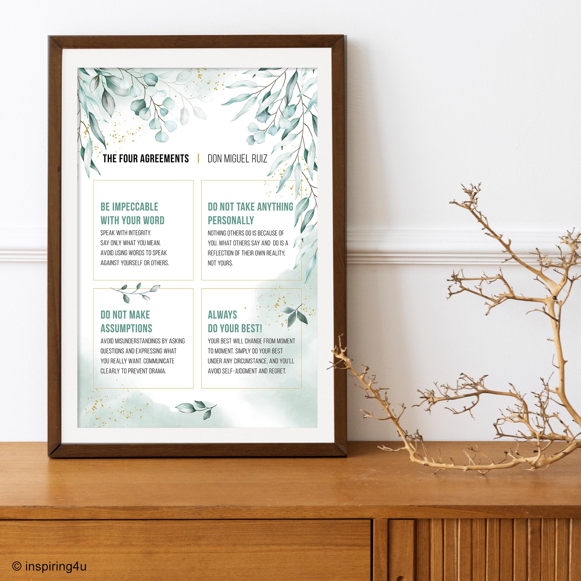 The Four Agreements Quotes. Wall Art Print. Inner Journey by Don Miguel Ruiz.  Ancient Toltec Wisdom. Spiritual Wall Décor Gift Poster. - Etsy, image size:2000x2000