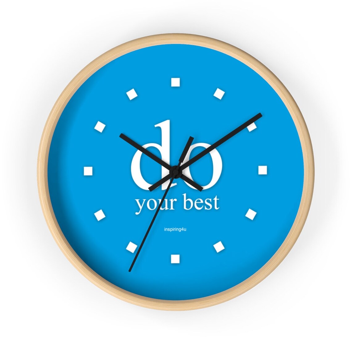 Light Blue Wall Clock. Office Wall Decor Clock With Motivational Quote