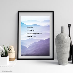 Ho&#39;Oponopono Self-Healing Prayer. Inspirational Mantra Poster. Hooponopono Hawaiian Prayer. Home Wall Décor. Ho&#39;oponopono Spiritual Gift.