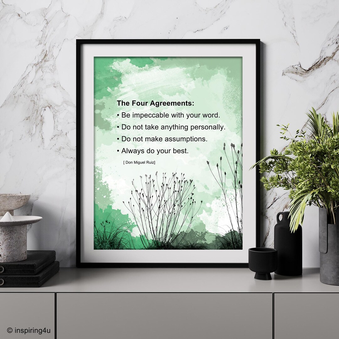 The Four Agreements Print: Toltec Wisdom, Spiritual Mindfulness Wall ...