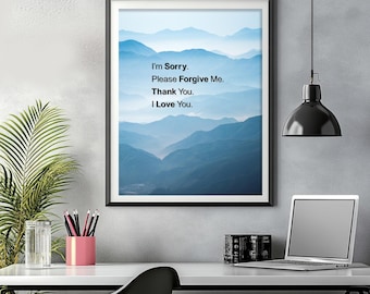 Ho'oponopono-kunst aan de muur met zelfhelende mantra, Hawaiiaans gebedsposter, spiritueel huisdecor, inspirerend mindfulnesscadeau.