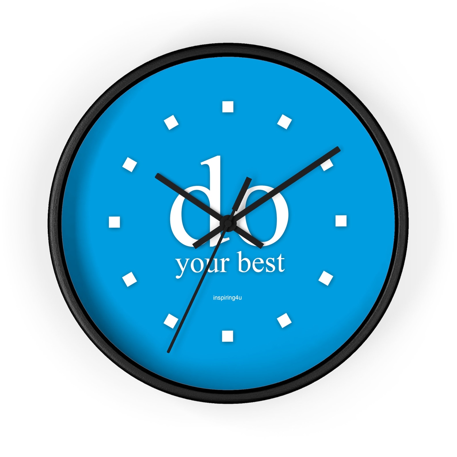 Light Blue Wall Clock. Office Wall Decor Clock With Motivational Quote