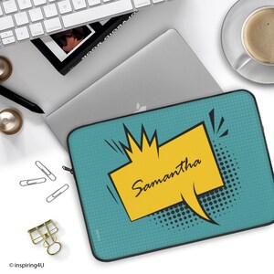 Personalized Name Laptop Sleeve. Colorful Comics Bubble Laptop Cover. Privet Laptop Case with Personal Touch, Perfect as a Personal Gift.