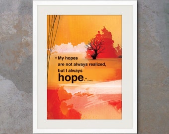 A3 Inspirational poster with hope quote. Positive thinking for office wall decor. Inspiring quote poster for Graduation gift