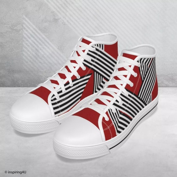 Women's Classic Red High Top Canvas Shoes Casual Lace Skate - Temu