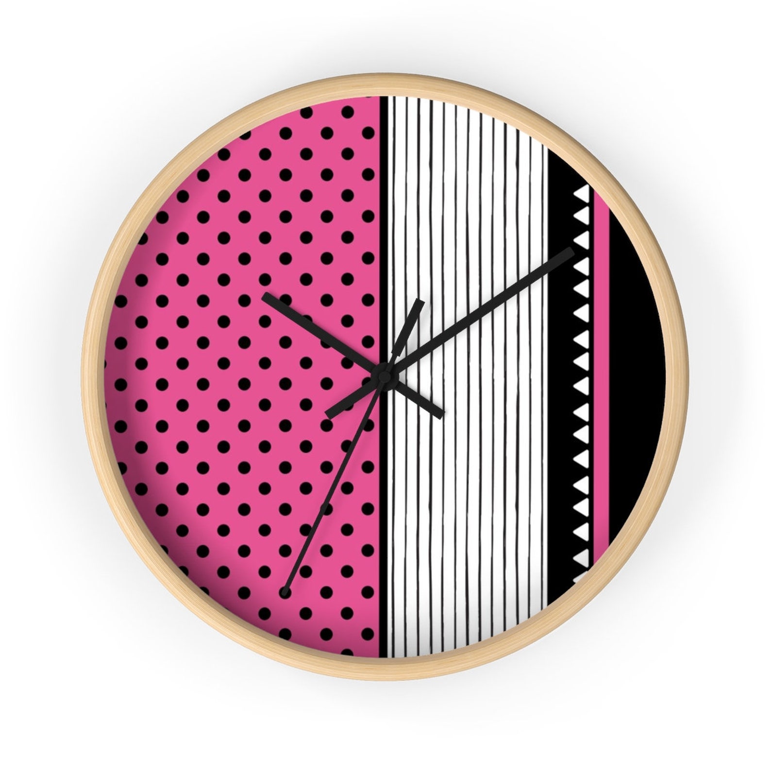 Pink Wall Clock. Colorful Clock Gift for Her. Office Wall Decor Clock