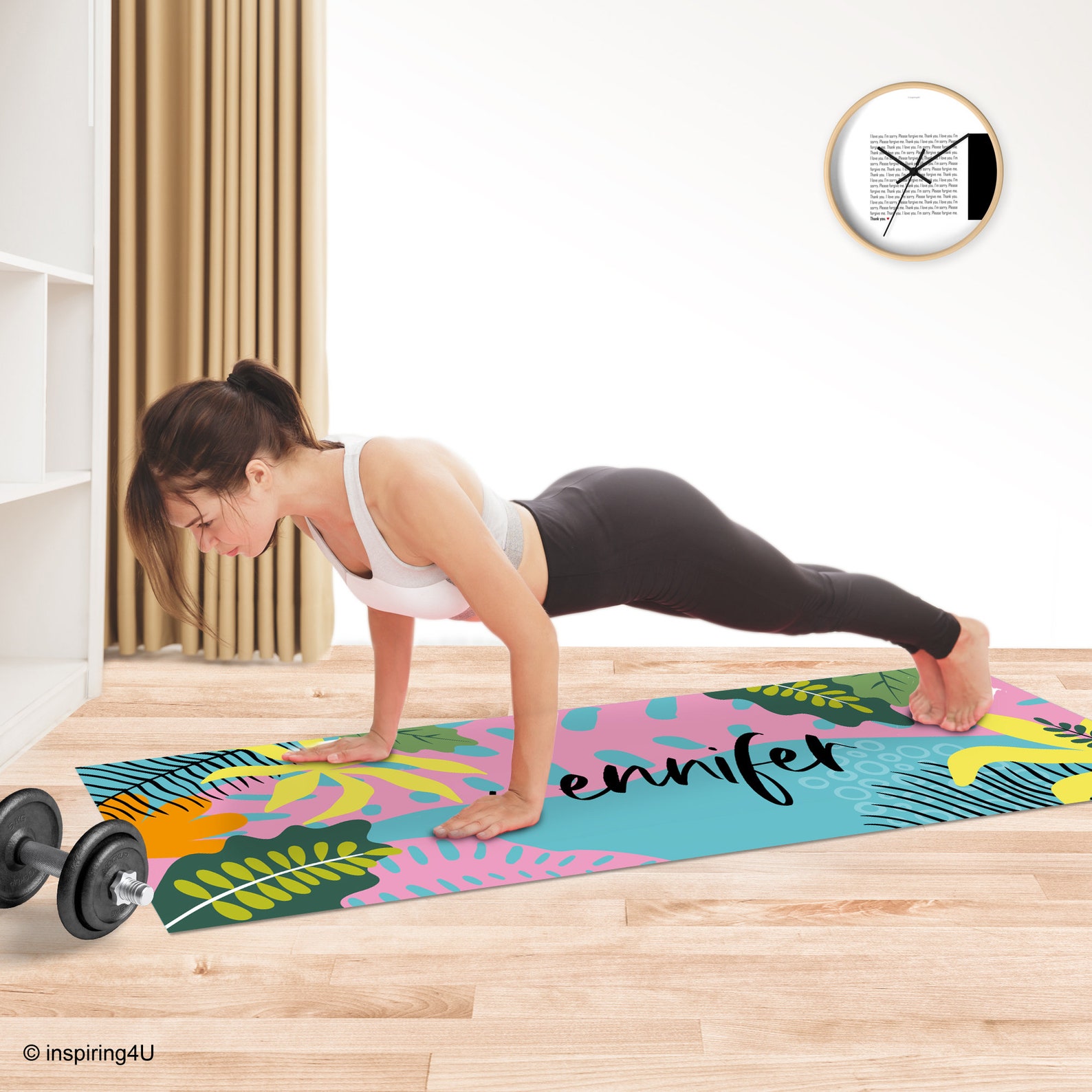 Colorful Personalized Yoga Mat. Custom Name Fitness Mat. Gym, Yoga