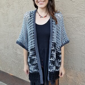 Smoke & Obsidian Open Front Kimono // Crochet Cardigan // Crochet oversized Sweater // Beach Cover-up // CrayCray Crochet