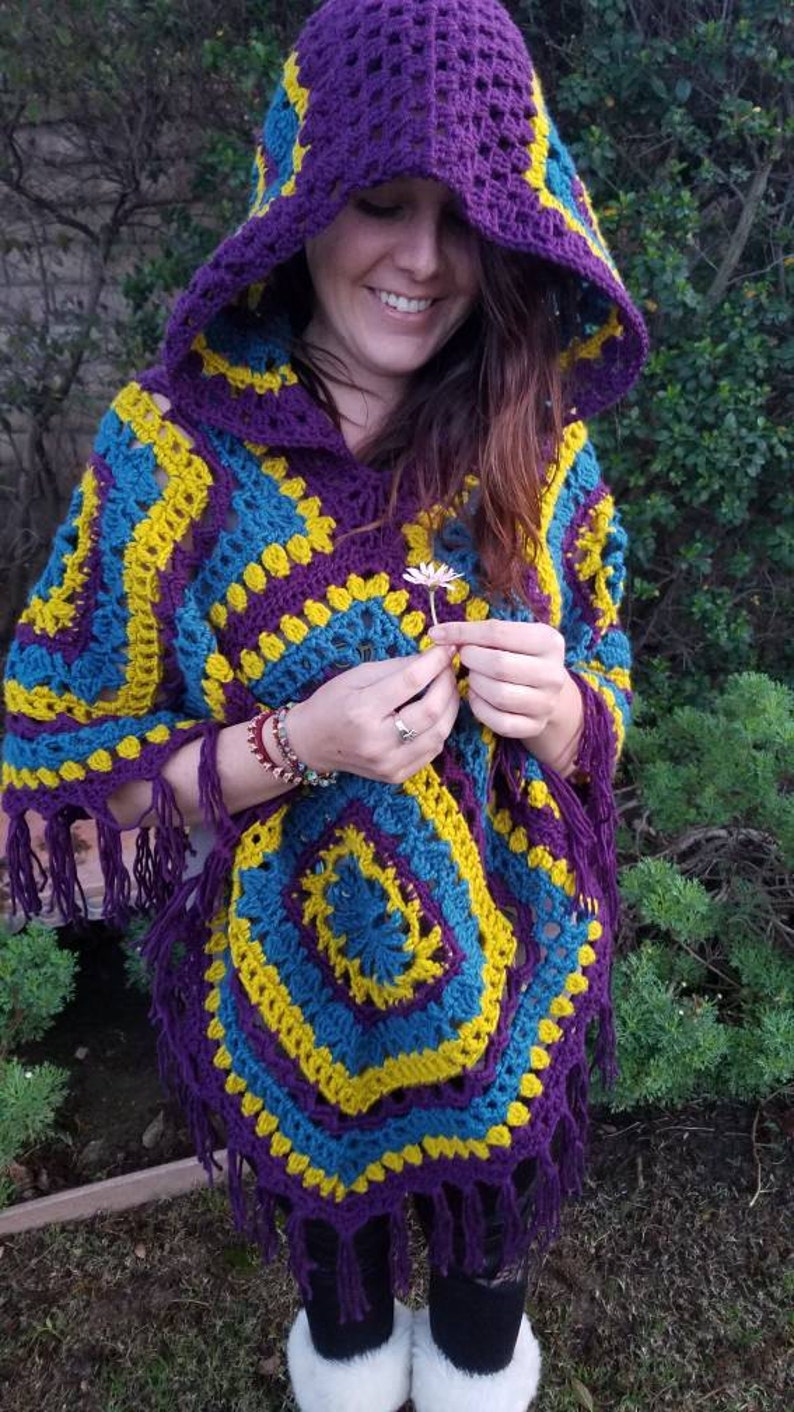 granny square poncho with hood