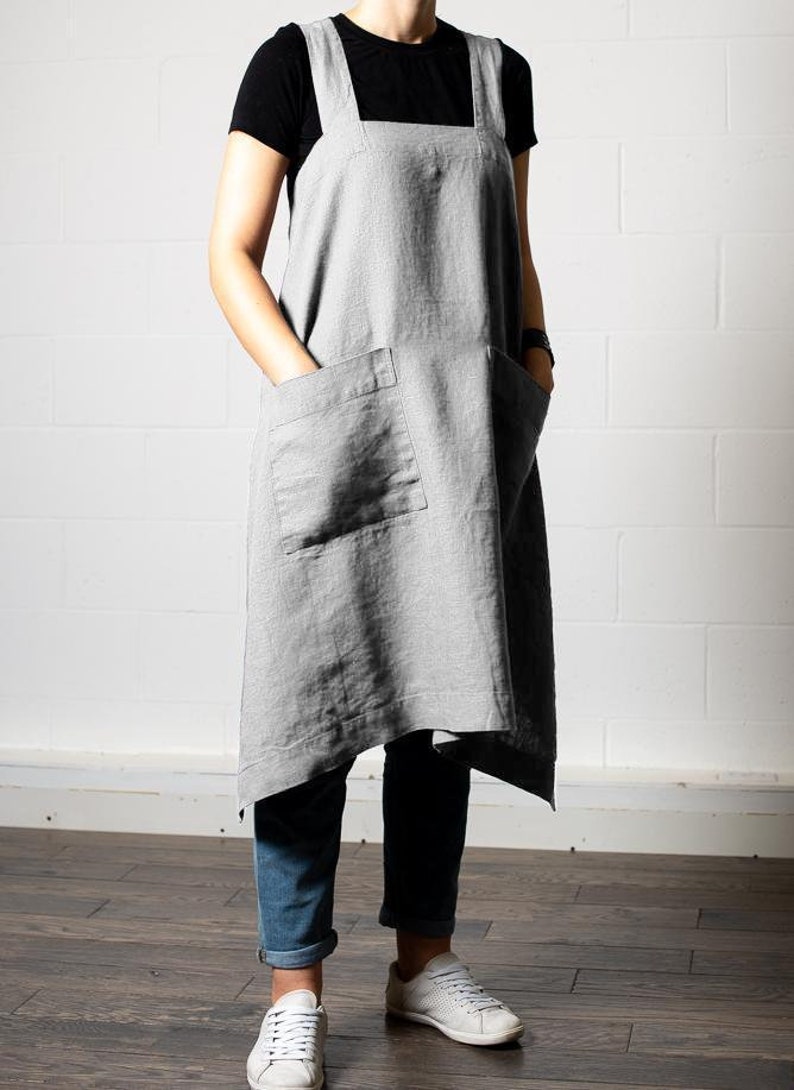 Japanese apron. Cross back linen apron. Aprons for women. Etsy