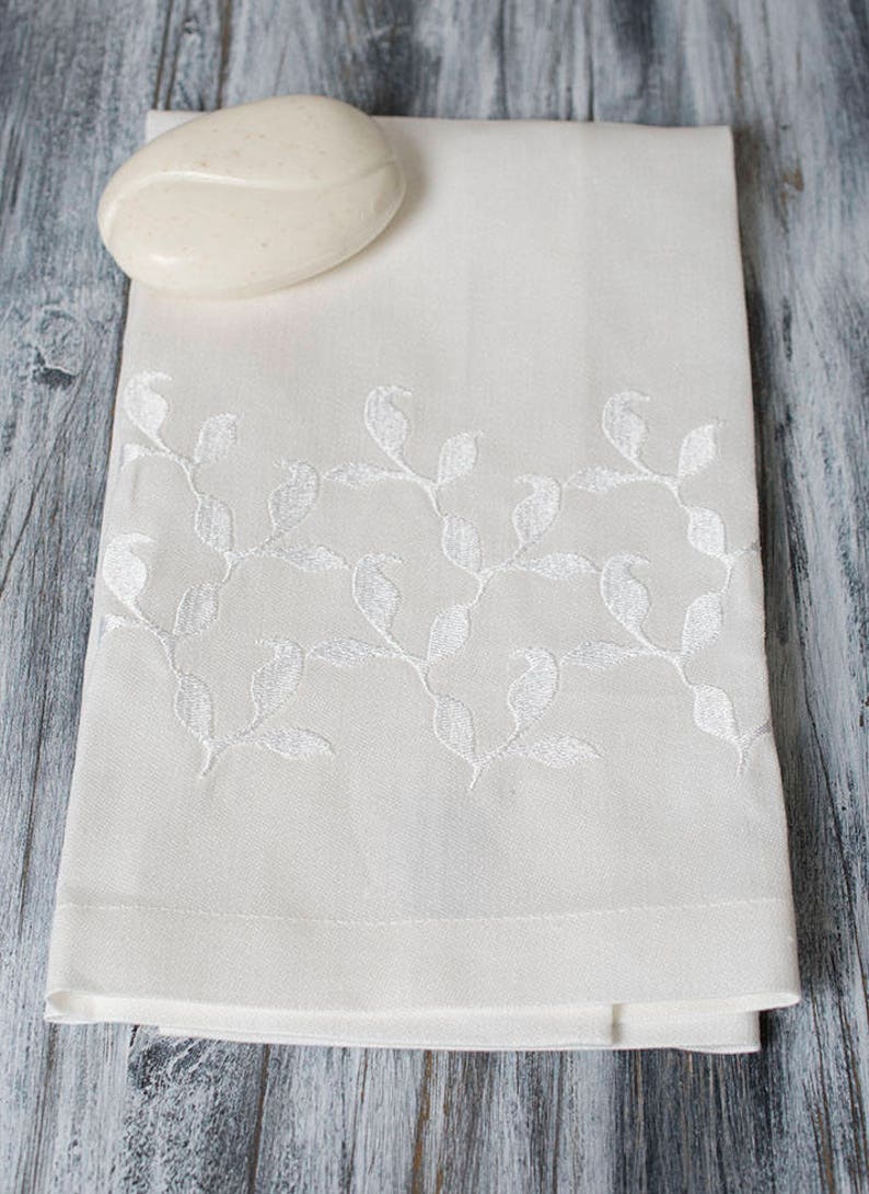 Embroidered Guest Towel Hand Towel Linen Guest Towel White Etsy
