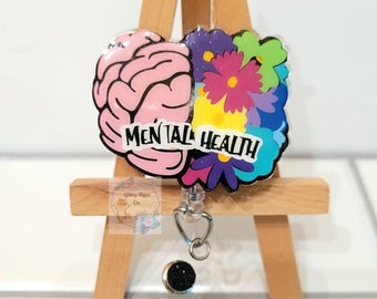 Mental Health Brain Bouquet Badge Reel