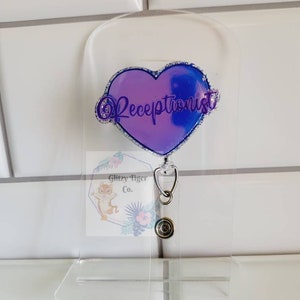 Receptionist Badge Reel, Badge Reel for Front Desk, Name Tag holder